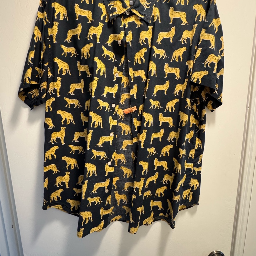 Bonobos Black and Gold Animal Print Shirt